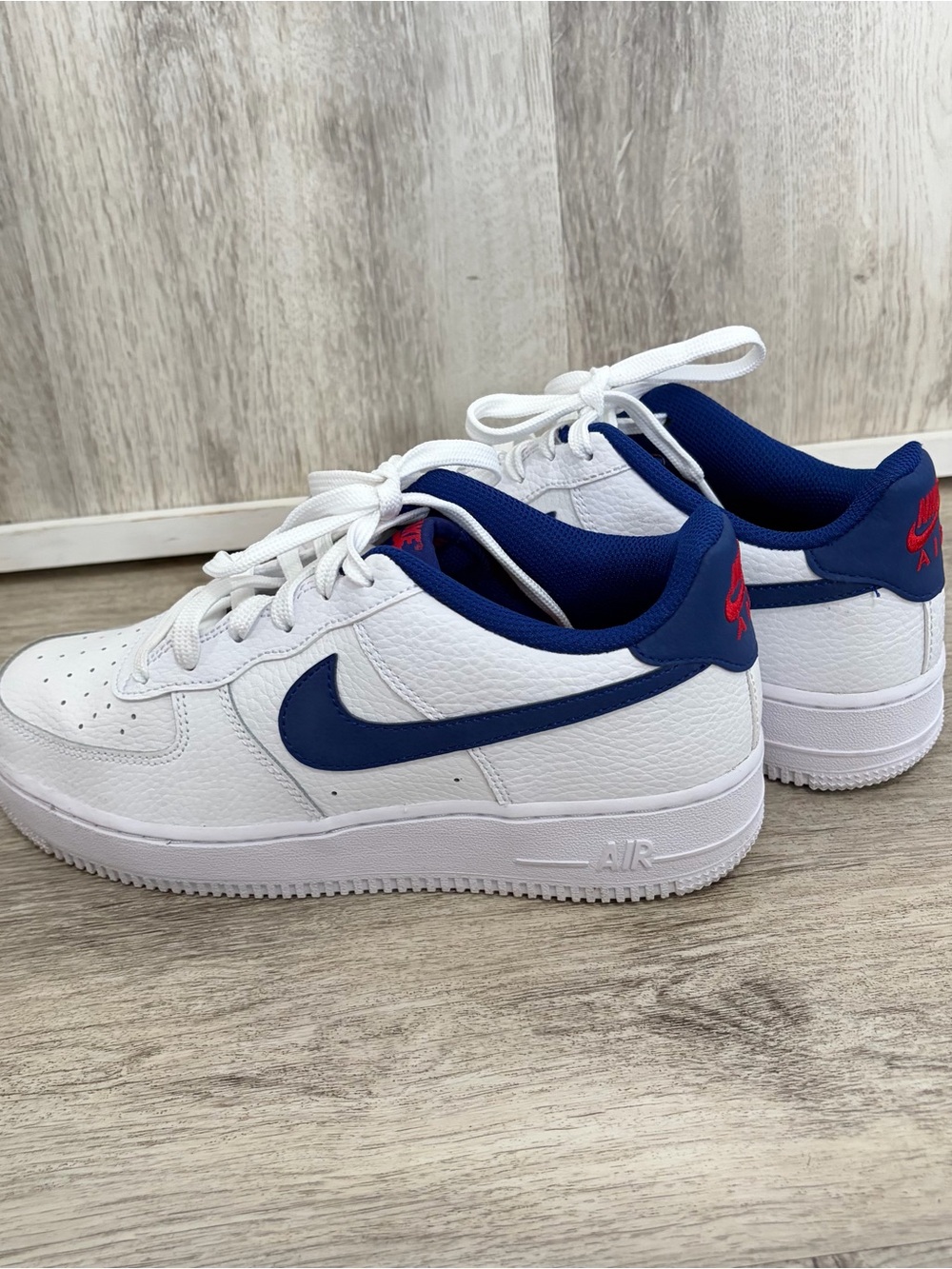 Nike Air Force 1 White Blue Red Youth Kids Size 6Y GS Deep Royal CT3839-101 EUC